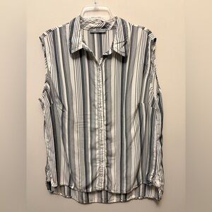 RIDERS by LEE Striped Sleeveless Button-Up Shirt